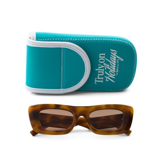 LE SPECS Tortoise 50mm Square Sunglasses - Picture 1 of 2